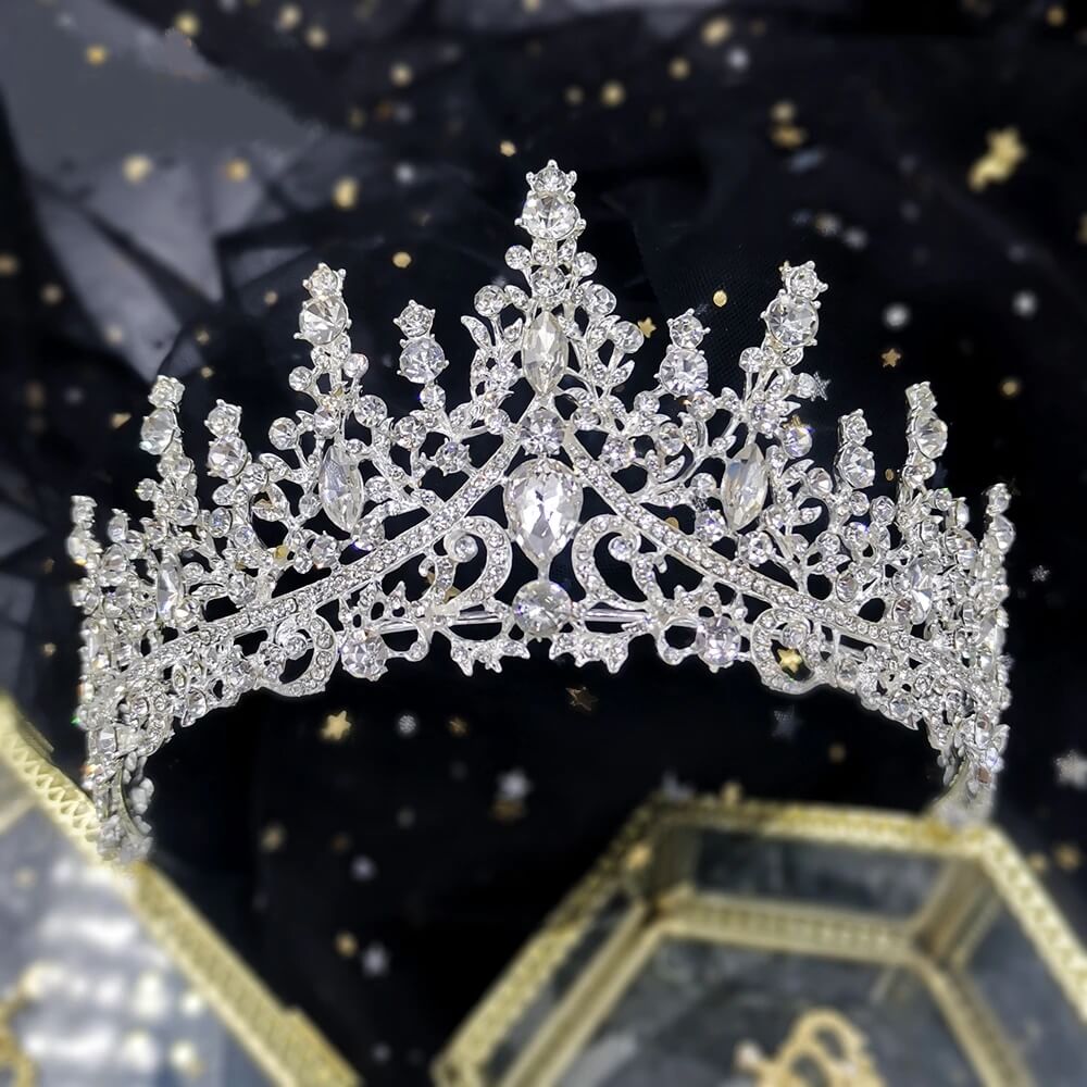 Princess Bride Prinzessin Krone Tiara Mit Strass | Silberfarben | Für Hochzeit, Geburtstag & Kostüme Silberne Prinzessinnen Krone
