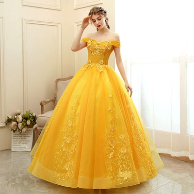 Prinzessin kleid damen gelb 