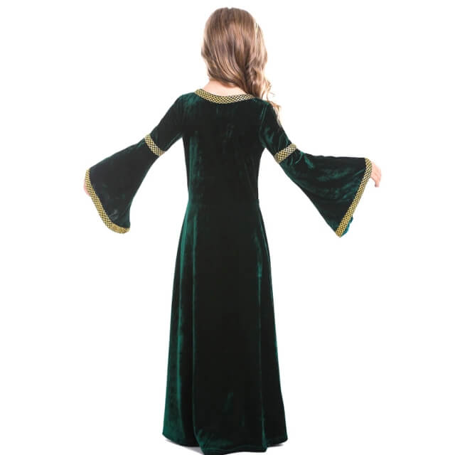 Mädchen Tudor Prinzessin Kostüm – Kleid In Velouroptik Mit Kopfteil Und Schleier, Größen S-XL